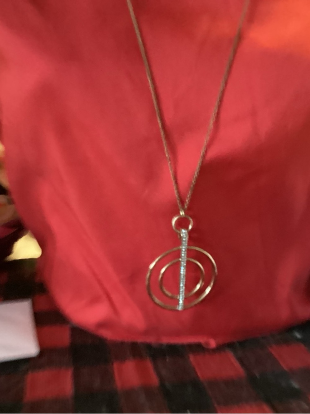 Women's Gold-Tone Circular Pendant Necklace - Red